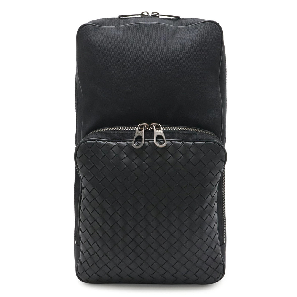 BOTTEGA VENETA Intrecciato Body Bag Shoulder Canvas Leather Black